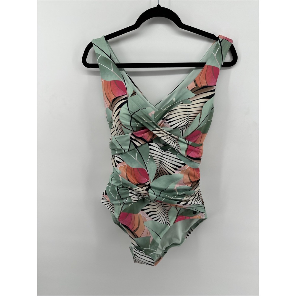 Calia Seamed Sleek Body Sculpting One Piece Swimsuit Size 12 Desert Flora Agave